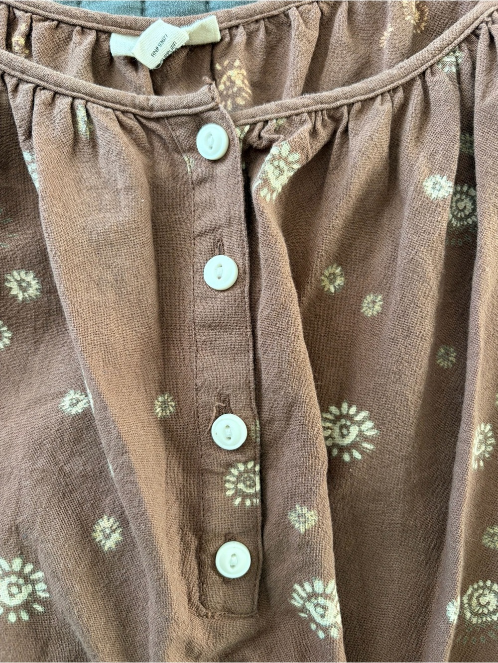 a.n.a Rust Boho Sunburst Print Square-Neck Balloon Sleeve Cotton Blouse Size L - Picture 7 of 11